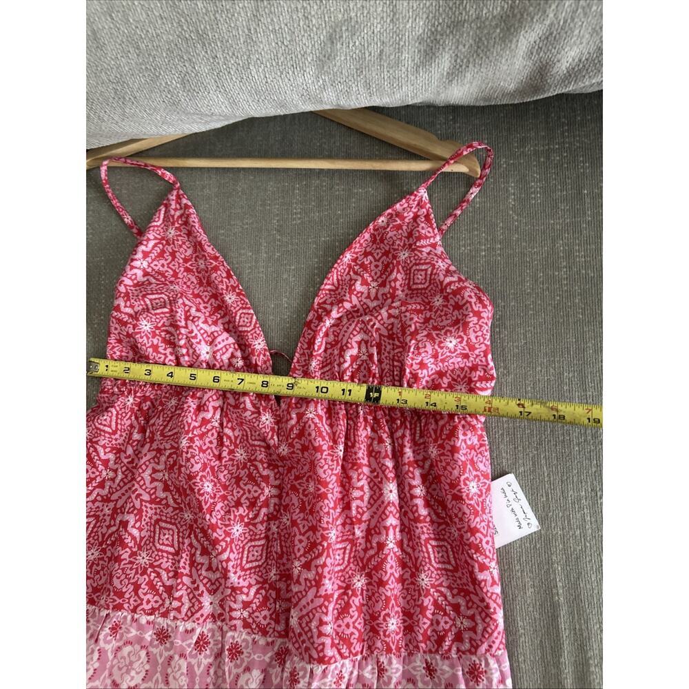 Red Patchwork Cottage Picnic Maxi Dress Cotton Summer Beach Vacation  XL - Picture 10 of 10